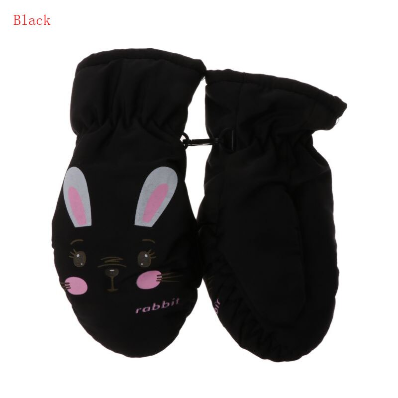 Kids Winter Warm Gloves Windproof For Children Boys Girls Ski Cycling Climbing Outdoor Gloves Waterproof E06F: Black