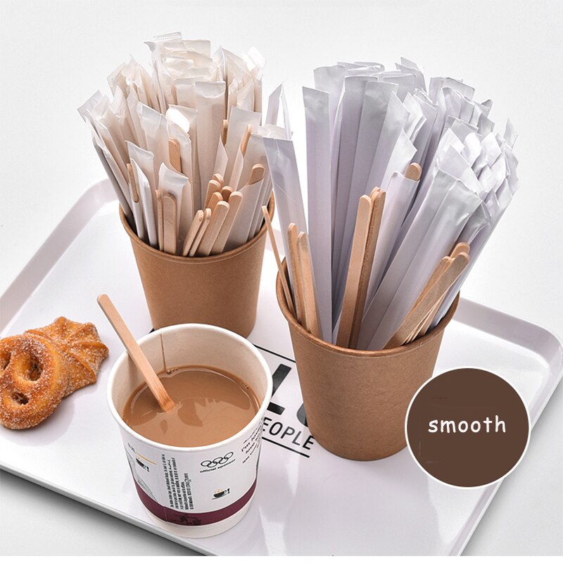 100Pcs/lot Individual Package Wooden Plastic Coffee Stir Stick Drink Disposable Stir Stick Milk Stir Stick Coffee Shop Bar