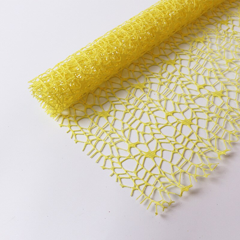 2Sheet 50*66cm Jacquard Wild Goose Net Flower Wrapped Yarn DIY Craft Party Valentine's Day Rose Bouquet Wrapping Mesh Gauze: Yellow