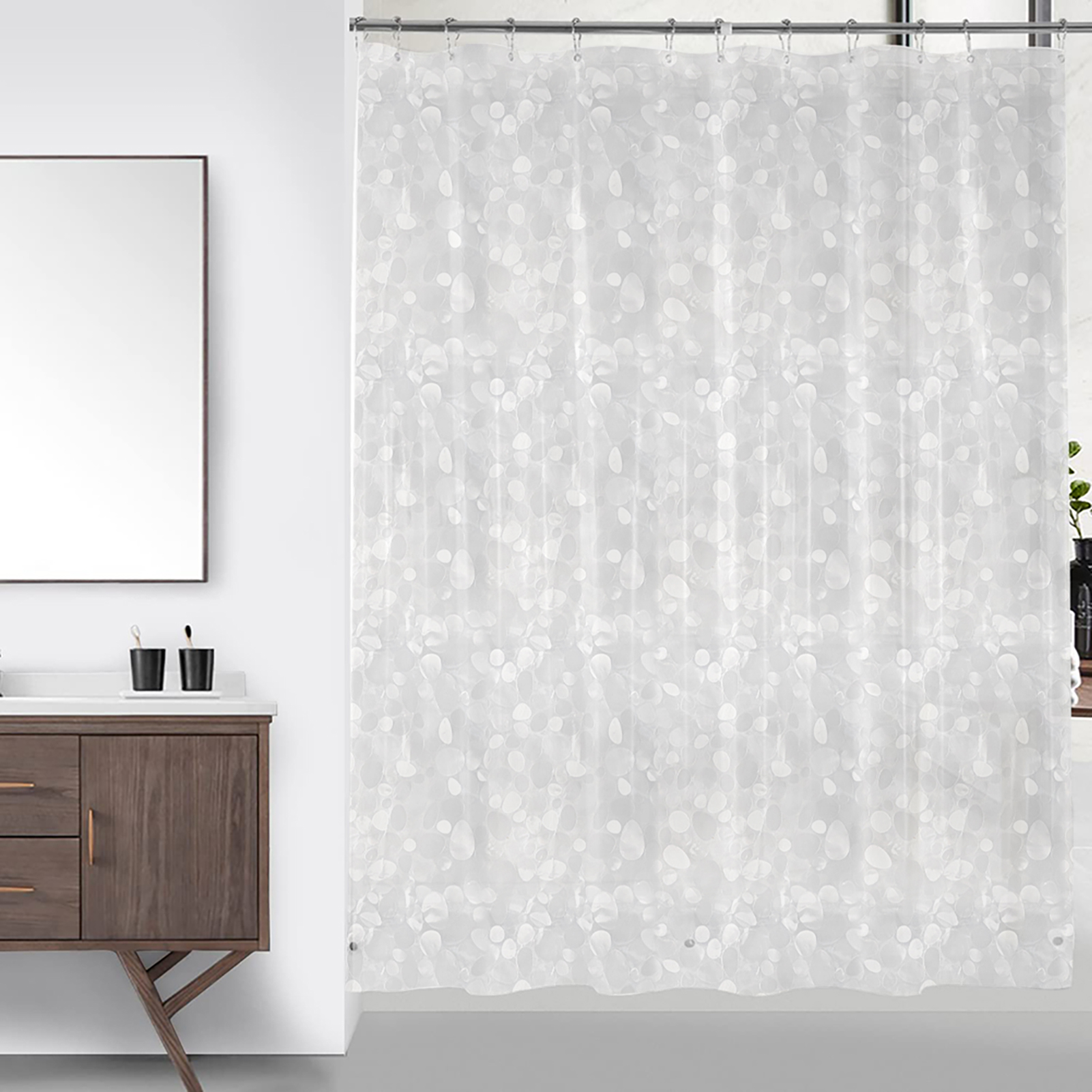 PEVA-Duschvorhang, wasserdichter Kunststoff, durchsichtige Badvorhänge, transparent/bunt, Badezimmervorhänge, Mehltau, Zuhause, Luxus mit Haken: Lila