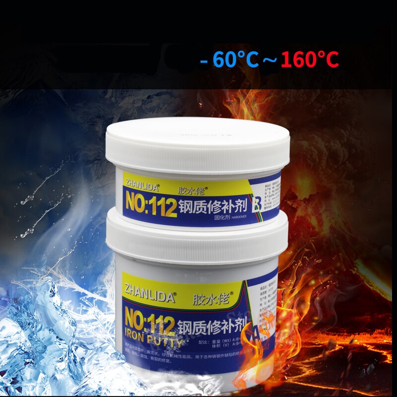 Pegamento de Metal fuerte A + B para reparación de arcilla, masilla de hierro y aluminio para tubería de cemento de resina, artesanía, bricolaje, 500g