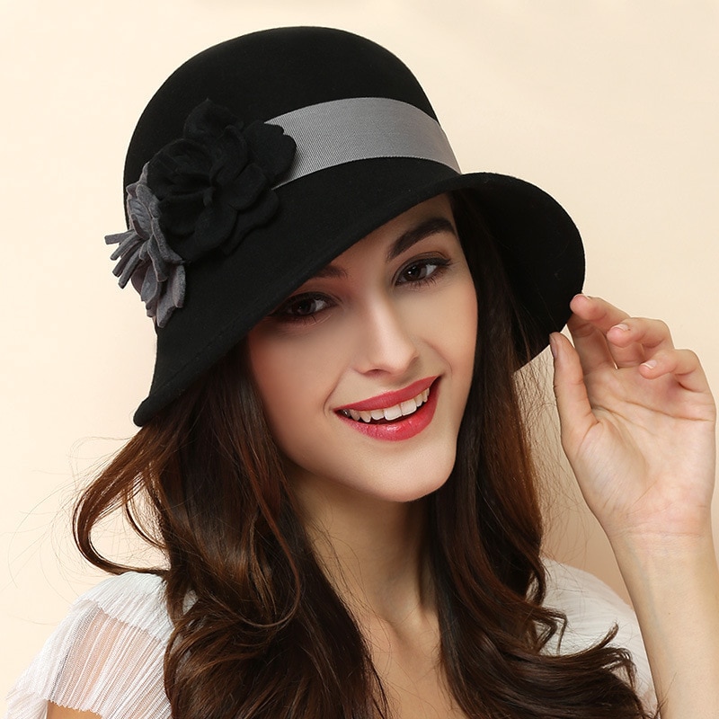 100% australske uldfilt fedora hatte til kvinder vintage vinter cloche derby hat fedoras – Grandado