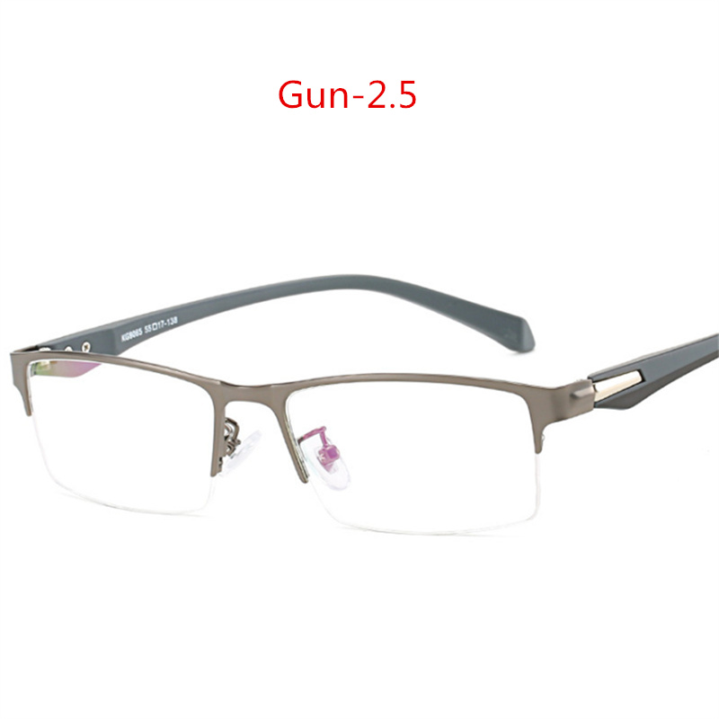 Oulylan óculos de miopia, meia armação de metal acabado para estudantes de míopes, mulheres e homens, dioptria-1.5 -2.0 -2.5 -3.0 -3.5 -4.0: GUN-250