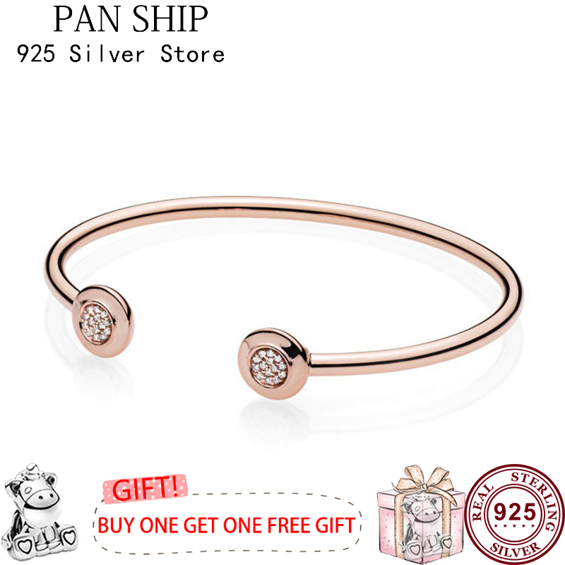 Pulsera clásica de plata con doble letra redonda para mujer, brazalete con abalorio europeo, joyería, 925