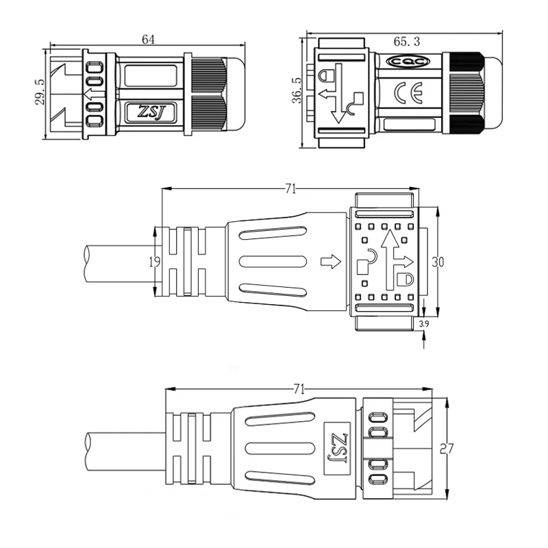 Outdoor Wasserdicht M23 2 + 1 + 5 Selbstsichernde Lade Stecker Männlich Weiblich Signal Integrierte Geschweißte Draht Batterie Steckdose IP67