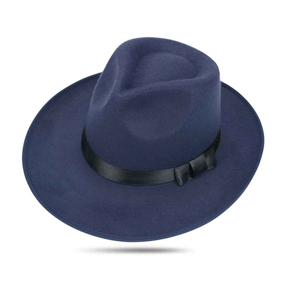 Solid Vilt Fedora Hoed Voor Mannen Brede Rand Dames Trilby Chapeu Vilten Hoed Vrouwen Mannen Jazz Hoed Kerk Godfather sombrero Caps: C0201-8