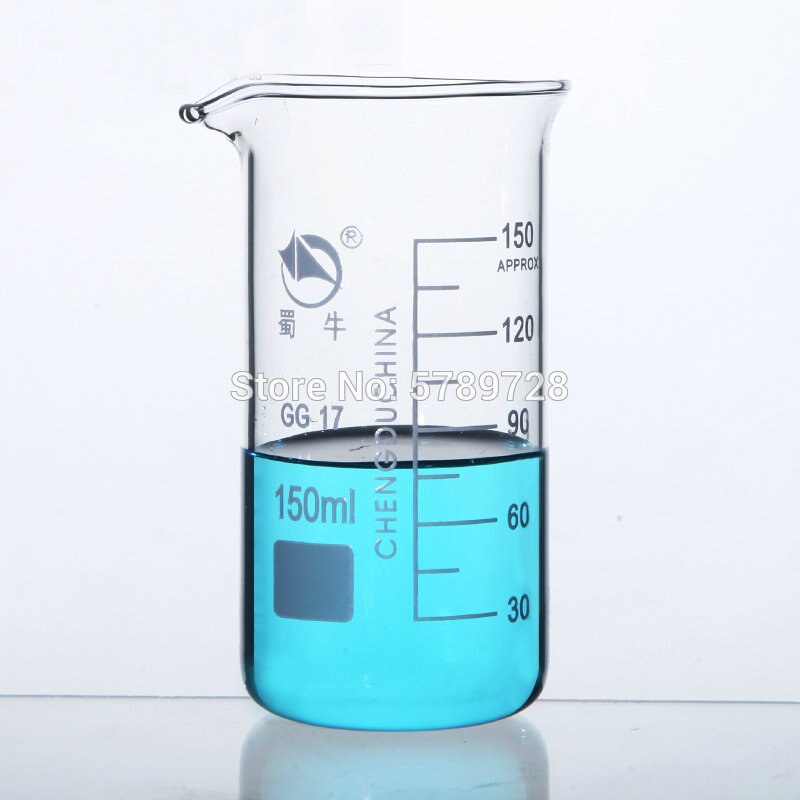 1 Juego de vaso de cristal de borosilicato con escamas, vaso medidor de cristal transparente de tipo alto que incluye 50ml, 150ml, 500ml, cristalería de laboratorio
