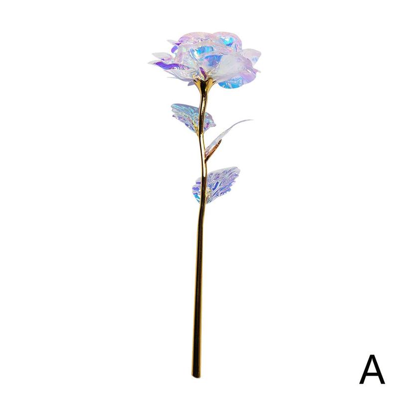 24k Gold Foil Rose Valentine's Day Mother's Birthday For Wedding Rose Illuminate Single Bridal Bouque Line Colorful Br R9Y3: A without LED light