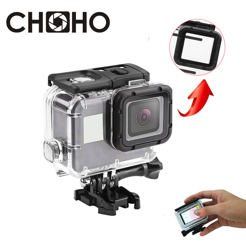 Hero7 Waterdichte Case Duiken Behuizing + Touch Deur 40 M Onderwater Mount Shell voor GoPro Hero 5 6 7 Zwart go Pro Accessoires