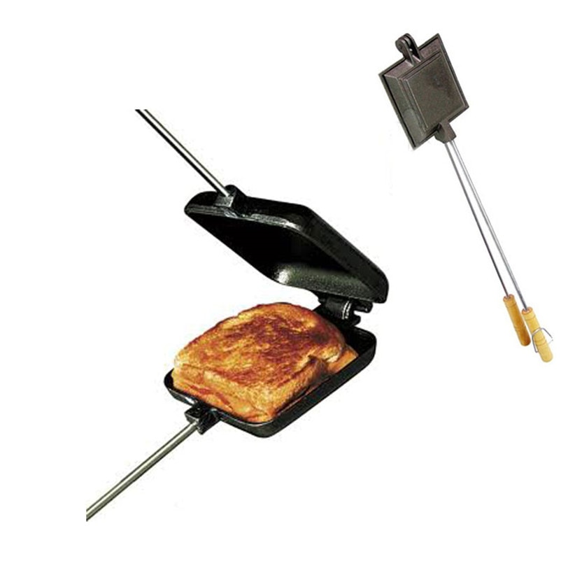 XMT-HOME cast iron sandwich bread pie iron pizza mold camping BBQ tool DIY baking mould non-coating 1pc