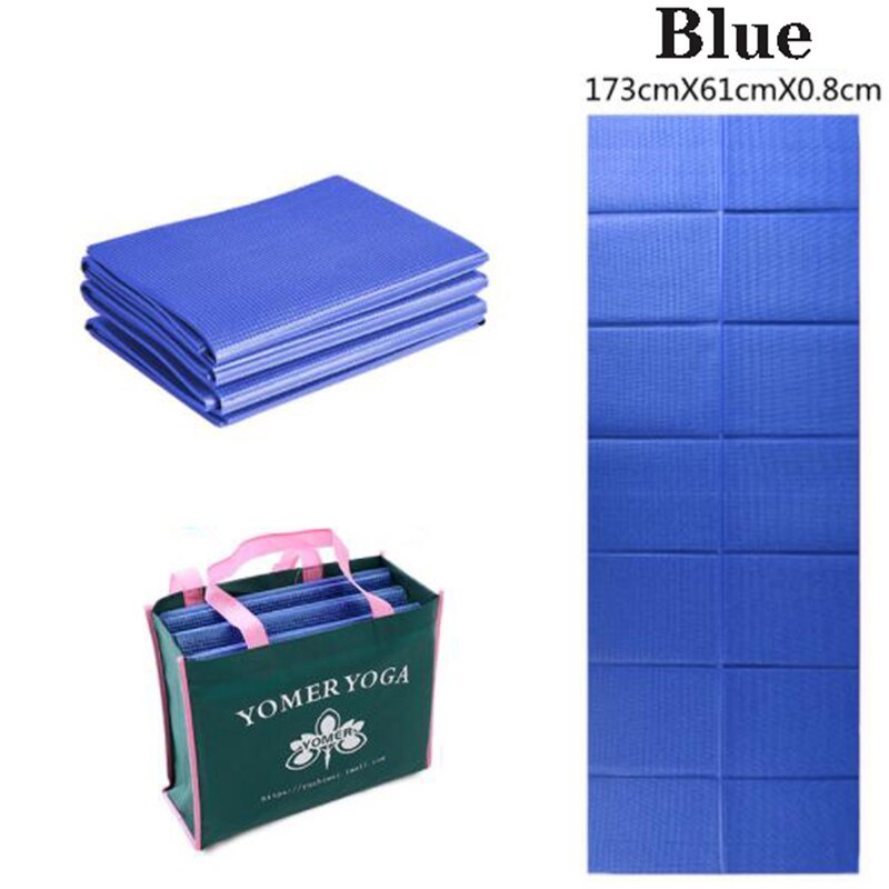 Faltbare yogamatte, fitnessgerät, tragbare reisematte, rutschfeste übungsmatte für alle arten von yoga- und pilates-bodenübungen: Blau 0.8cm
