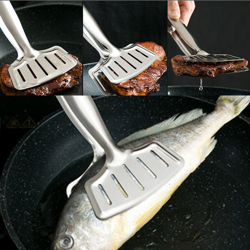 Rustfrit stål mad tænger stegt fisk bøf klip tang bbq grilltang non-stick grill grillning madlavning tang køkkenredskaber: B