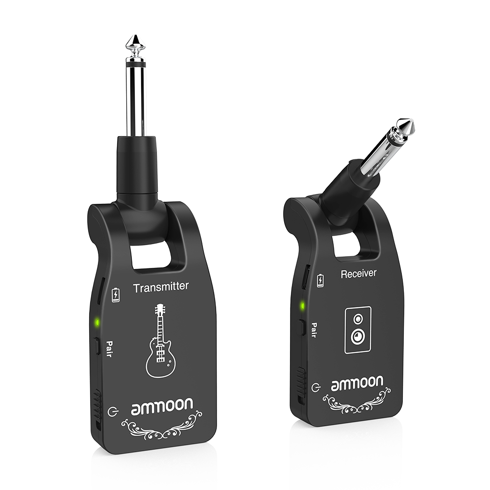 ammoon Wireless Guitar Transmitter Audio Transmitter Receiver System 2.4G Rechargeable 6 Channels for Electric Guitar Bass