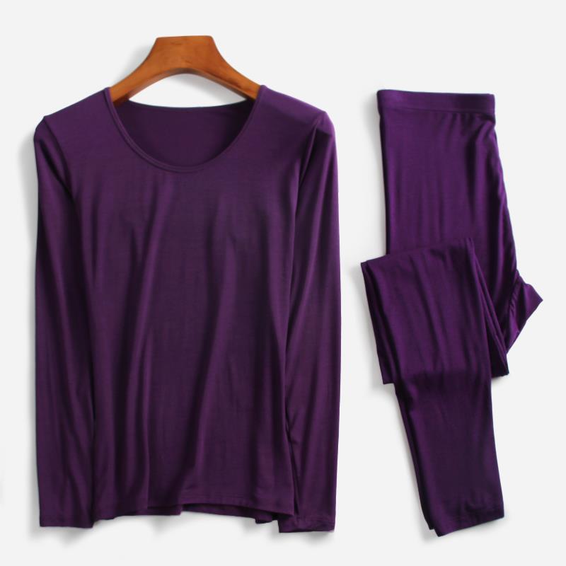 Winter Clothes Women Long Sleeve Plus Size &amp; One Size Thermal Long Johns Autumn Long Johns Solid Warm Women Thermal Underwear: purple 2 / One Size