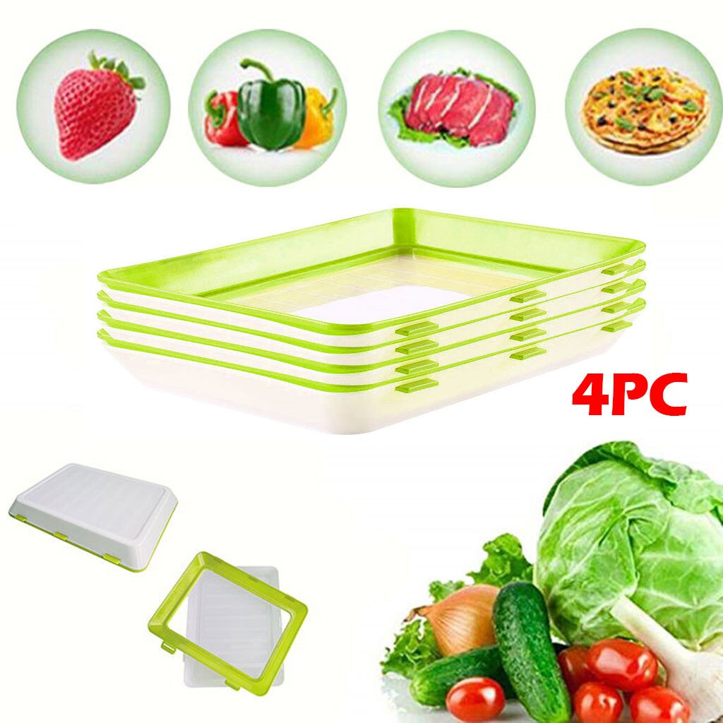 5Pcs Fresh Food Preservation tray Organizer For Fresh Food Preservation Pallet Refrigerator Food Storage Container: 4PCS