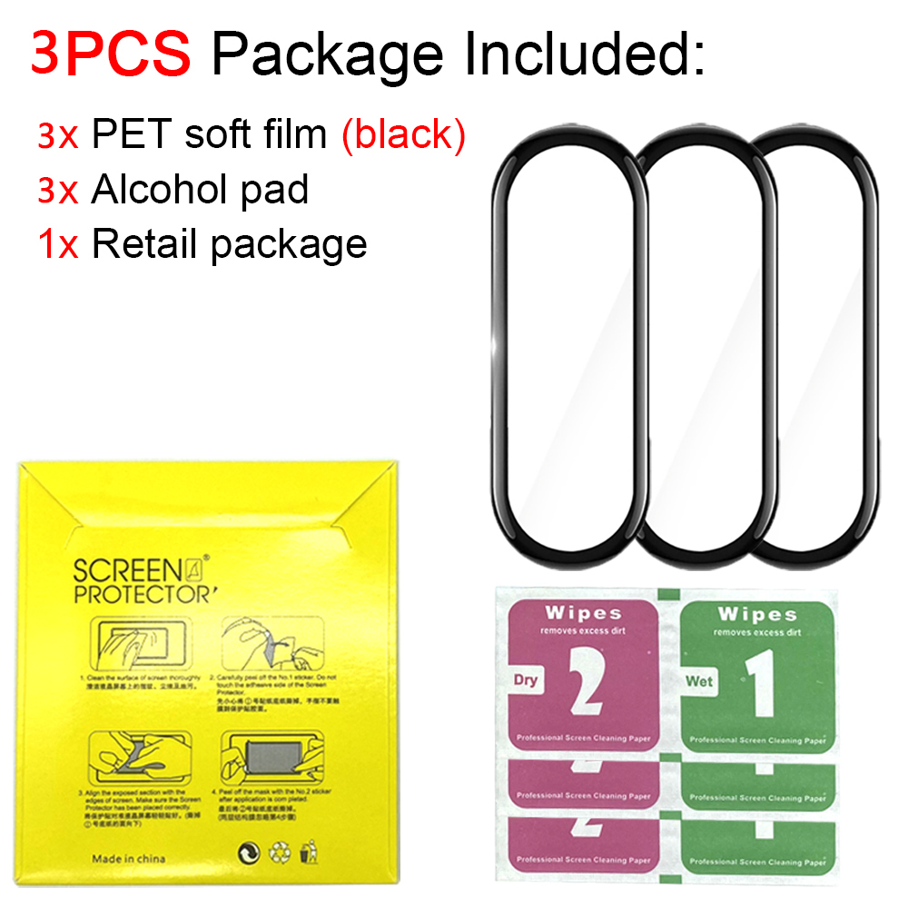 Cristal Protector 3D para Xiaomi Mi Band 4, 5, 6, Protector de pantalla para reloj inteligente xiaomi Mi Band 5, 6 y 4, película suave: 3 pcs / For Mi Band 6
