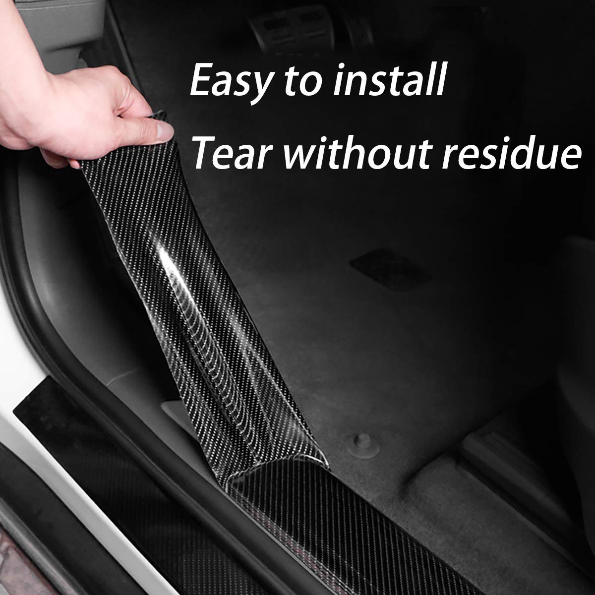 1-10m Autocollant de bande 3D voiture en fibre carbone, pâte miroir porte, protection bricolage, film adhésif étanche adhésifs Adhésive Nano pour Rétroviseur et Protecteur Imperméable DIY