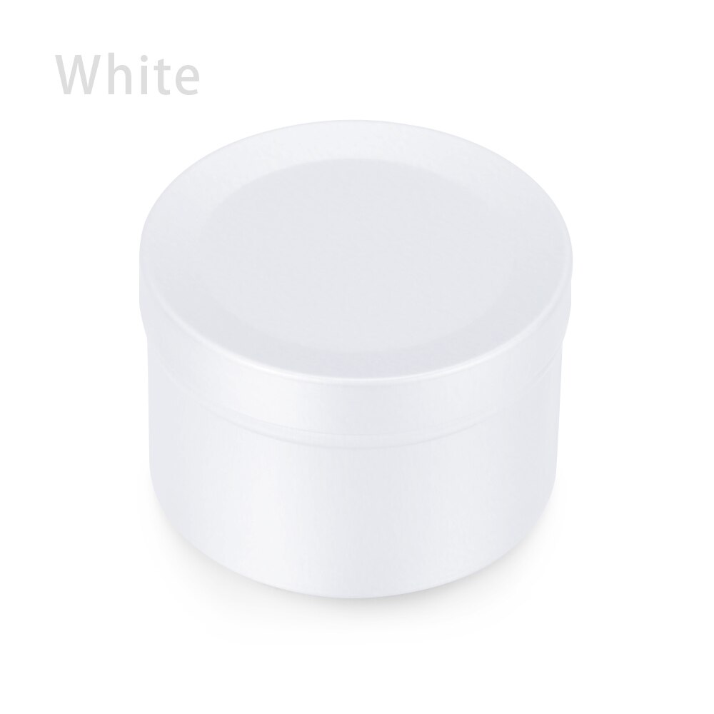 1Pc Round Storage Box Refillable Containers Aluminum Cosmetic Storage Jars Cosmetic Containers Jewelry Candy Favor Organizer: white