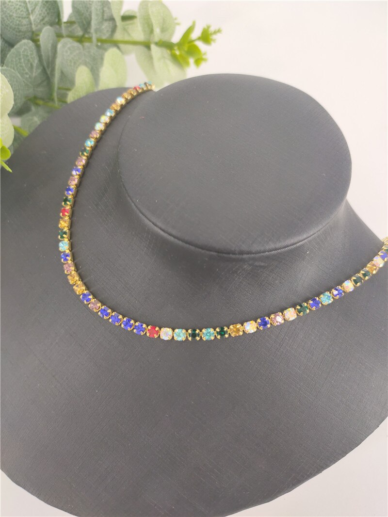 Bunte CZ Choker Halskette Zirkonia Geometrische Vintage Hip Hop Collier Femme Partei Schmuck Besten Freunde: 12