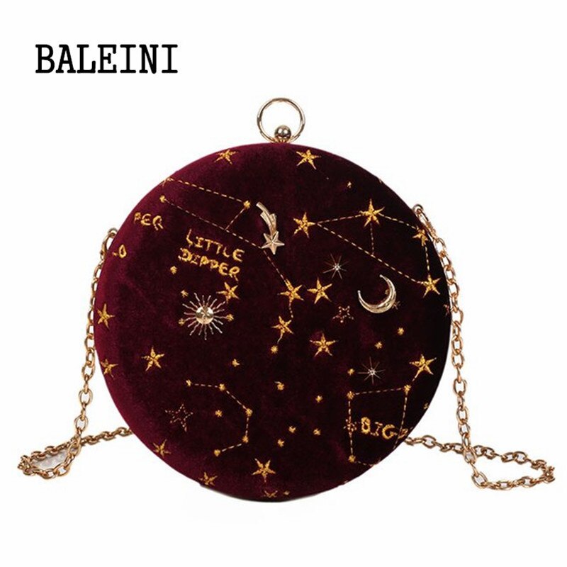 2020Starry sky Rund Wildleder Schulter Tasche Kette gürtel frauen Crossbody Messenger Taschen Damen Geldbörse Weibliche Runde Handtasche