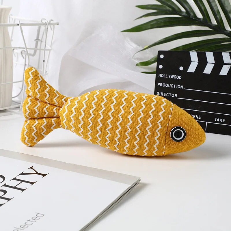 Fish Kitty Kick Stick Cat Kick Toy Cat Chew Toy Kitten Teething Toys Interactive Cat Catnip Toys for Cat: Yellow