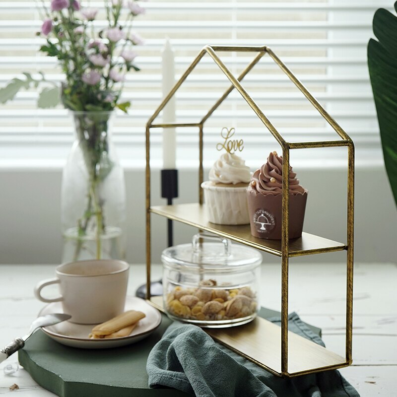 SWEETGO Gold storage racks decorating for wedding dessert table home decoration perfume display Green planting holders
