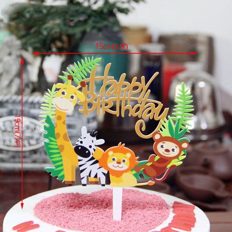 1pc tillykke med fødselsdagen kage topper farverig akryl unicorn flamingo blomster ballon til unicornio fest dekoration dessert: 7