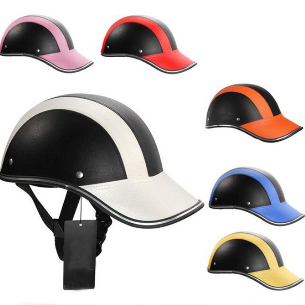 Motorhelm Lederen Fiets Helm Verstelbare Riding Sport Beschermende Cap Outdoor Baseball Lederen Helm Cyclingequipment