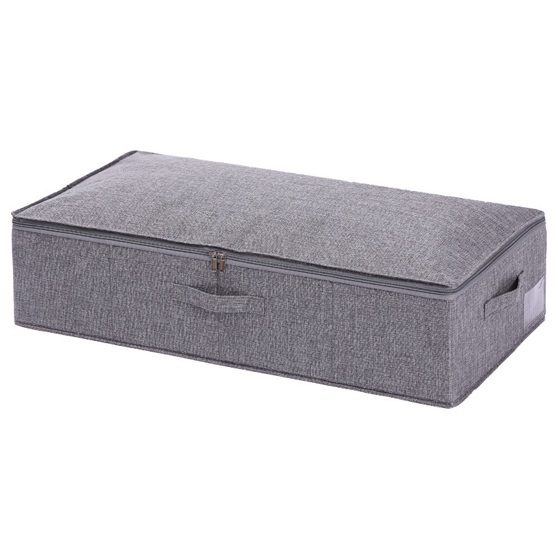 Cotton and Linen Fabric Bed Bottom Storage Box Bedroom Moisture-proof Folding Finishing Box with Lid Zipper Large Storage Box: Sky Blue