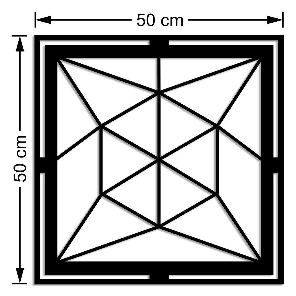 Geometric Triangle Piece Detailed Square Form Wall Home Accessories Wooden Table 50x50cm