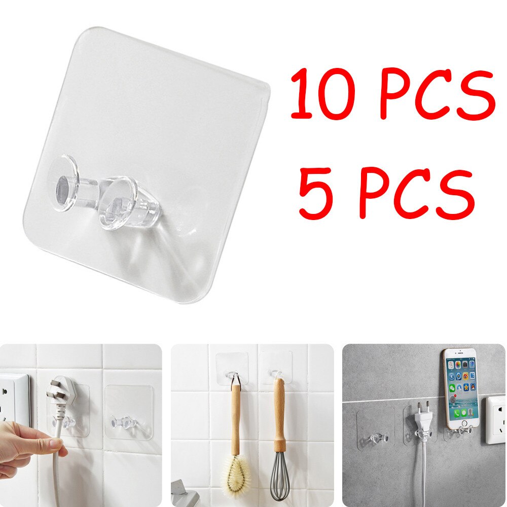 10pc Wall Storage Hook Power Plug Socket Holder Wall Adhesive Hanger Home Office Socket Holder Hanger Wall Storage Hook