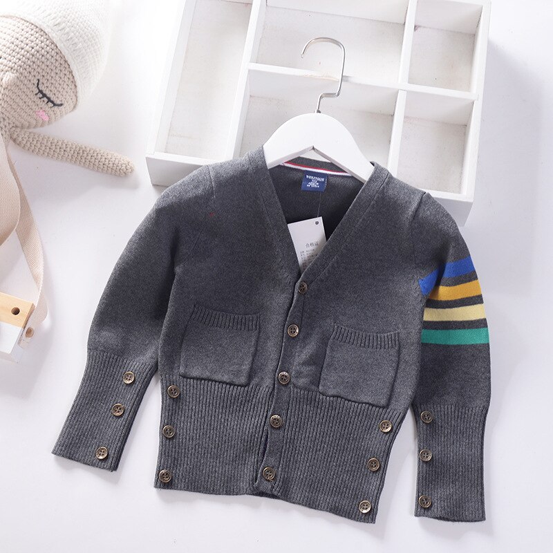 Suéteres con botones para niños y niñas, cárdigans para niños, ropa de punto: Gris / 6