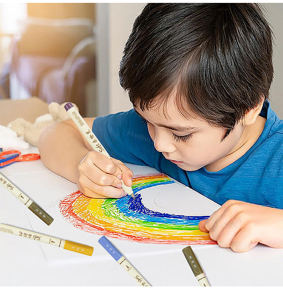 Juego de rotuladores artísticos para pintura con letras de Color Retro, punta de pincel suave, de caligrafía de línea fina, dibujo, arte, papelería, 6 uds.