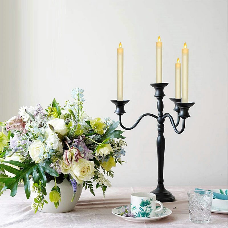 Fönster ljus rörlig dans veke flamlös led taper fjärrkontroll med timerfunktion batteridriven ljusstake bröllopsbord dekoration