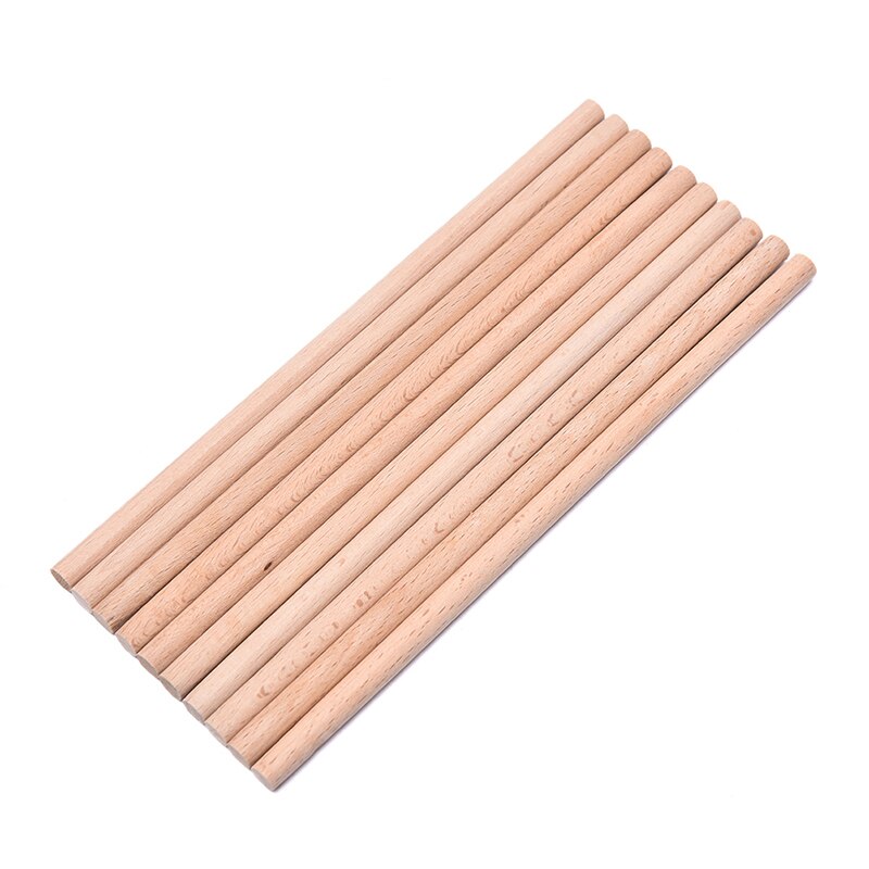 Barras de madera de haya Natural de 8mm/10mm/12mm de diámetro, espiga de madera Premium duradera para manualidades de construcción, modelo de carpintería, 10 uds.: 20CMX8MM