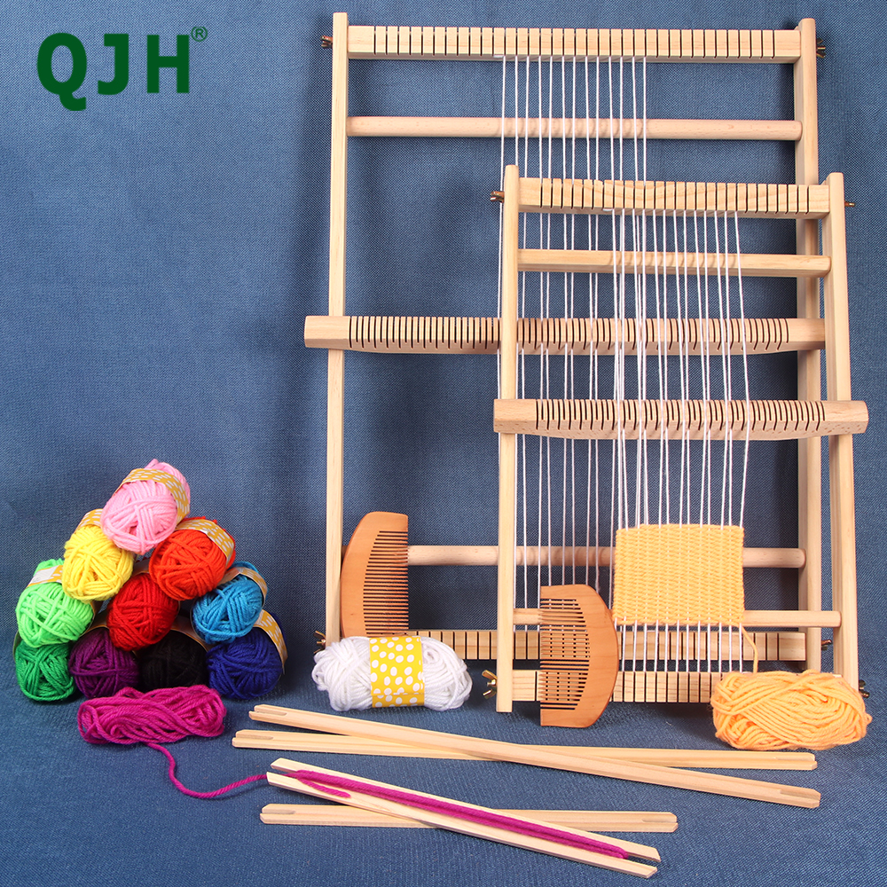 Telar para tejer multiartesanía de madera QJH 19,6" de largo x 15,3" de ancho Ordito ​ Marco ​ Barra de púas de telar para tablero de tejido, tapiz Weaver, niños principiantes