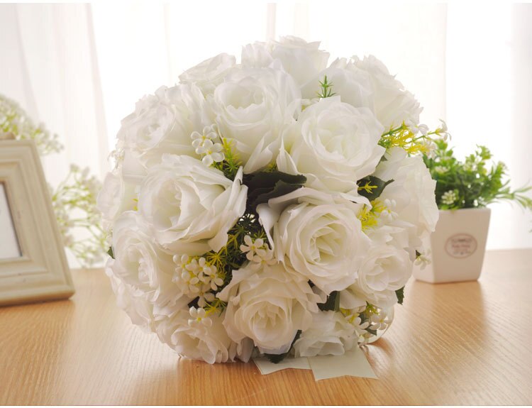 Western-style Church Wedding Bride Bridesmaid Flower Girl Bouquet Handmade Rose Throw Ivory Wedding Bridal Bouquet