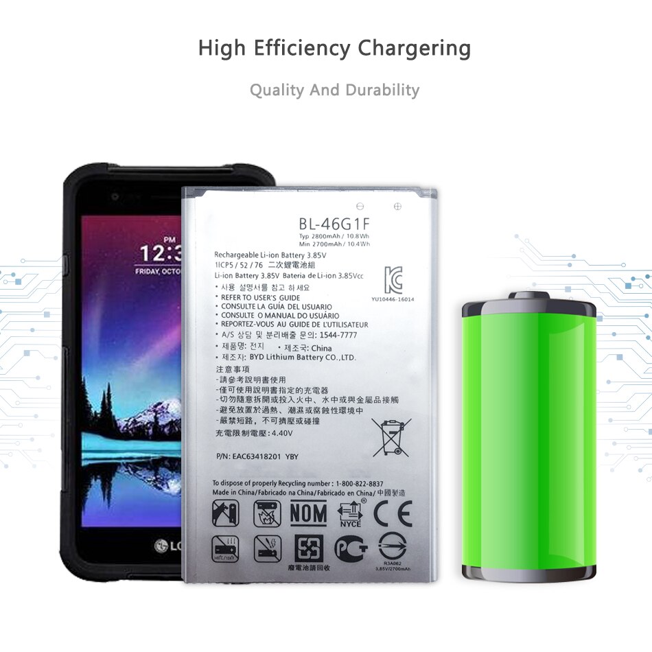 BL-46G1F Battery for LG K10 Version K20 Plus TP260 K425 K428 K430H m250 Battery BL 46G1F BL46G1F 2700mAh with Track Code
