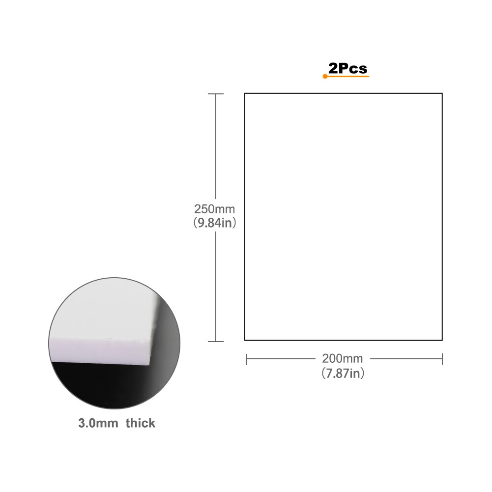 200mm x 250mm ABS Styrene Sheets Board Model Architectual Material Different Thickness: 2pcs 3mm