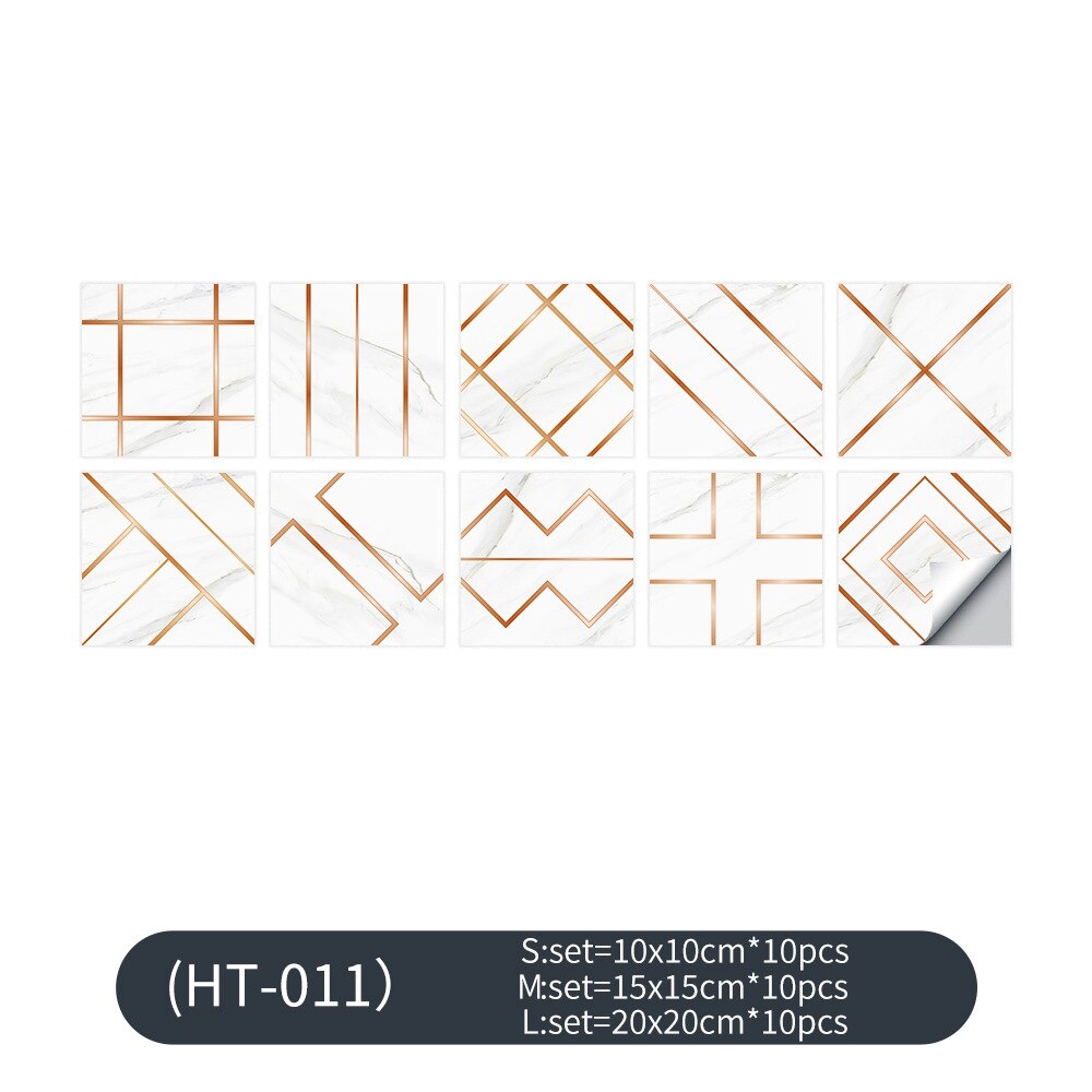 Kitchen Wall Sticker Set Waterproof and Oil-proof Geometric Figure Wall Decoration Wallpaper Light Moisture-proof PVC Texture: 001