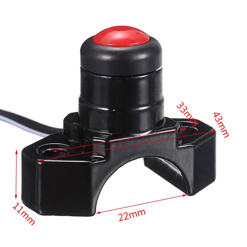 Universal 1pc 22mm sort aluminium motorcykel styr motor start stop knap kontakt til atv quad pit dirt bike