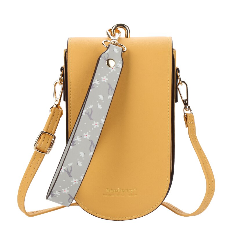 Bolso cruzado pequeño de piel sintética para mujer, bandolera de hombro para chica, color amarillo,: YELLOW
