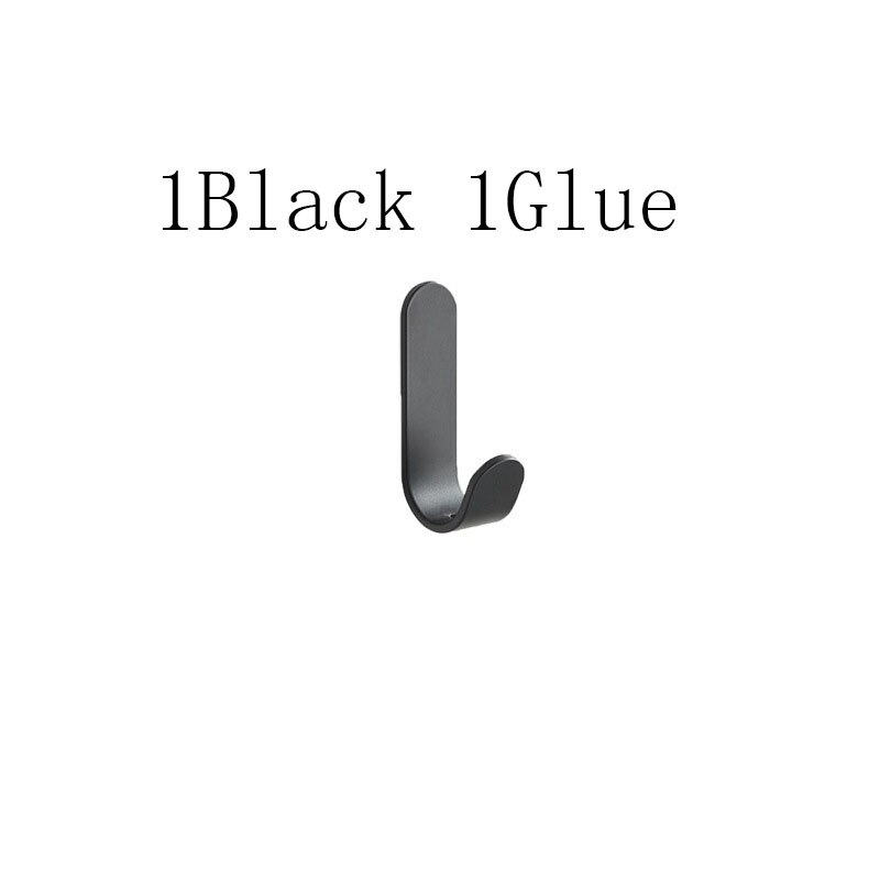 Zwart Wit Gewaad Handdoek Jas Kleding Haak Voor Badkamer Accessoires Roestvrij Hanger Keuken Hardware Muurbevestiging Lijm Geen Boren: Black 1PCS