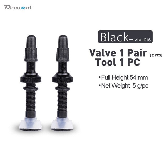 Valvola Presta 54mm MTB per cerchio Tubeless per bicicletta da 2 pezzi: black 1pair