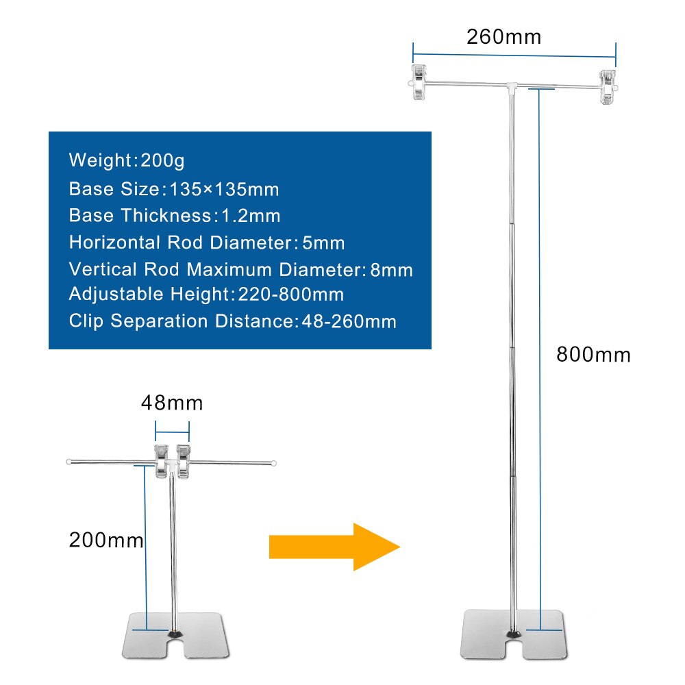 Height adjustable display stainless steel poster clip sign holder sales cardboard display racks stand