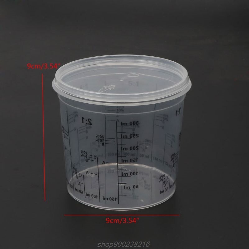 5Pcs 400ml Disposable Graduated Clear Plastic Paint Mixing Cups Calibrated Mixing Ratios Measuing Cups Liquids J06 21