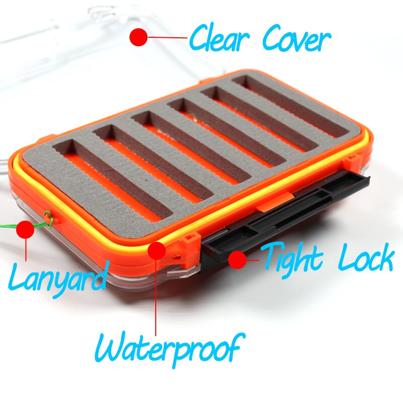 Bimoo 1 Pcs 2 Layer Fly Vissen Pocket Box Waterdichte Case Voor Nymph Droge Natte Vliegen Forel Karper Zalm Vissen fly Box S L