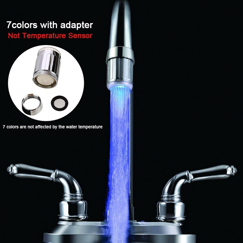 Lichtgevende led waterkraan douchekraan wastafel watersproeier badkamer keuken verwarming kranen thermostaat blauw /3 kleuren /7 kleuren: 7 kleuren met adapter