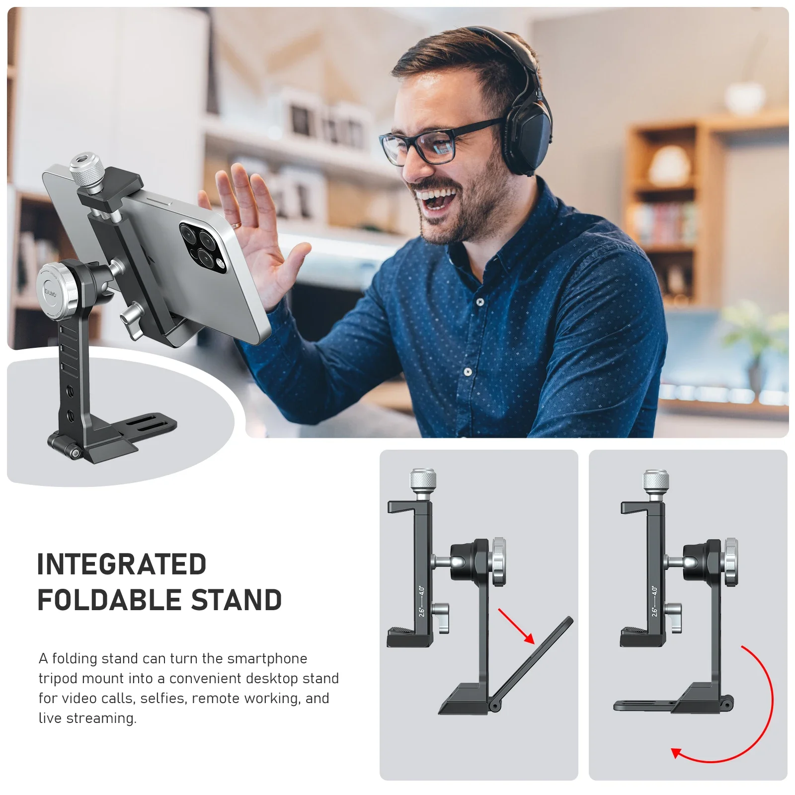 EVUMO PM6 Metalowy statyw do telefonu 360° ° Obrotowe mocowanie na zimną stopkę Arca Swiss Quick Release Plate Clamp do iPhone'a DSLR Camera Mic