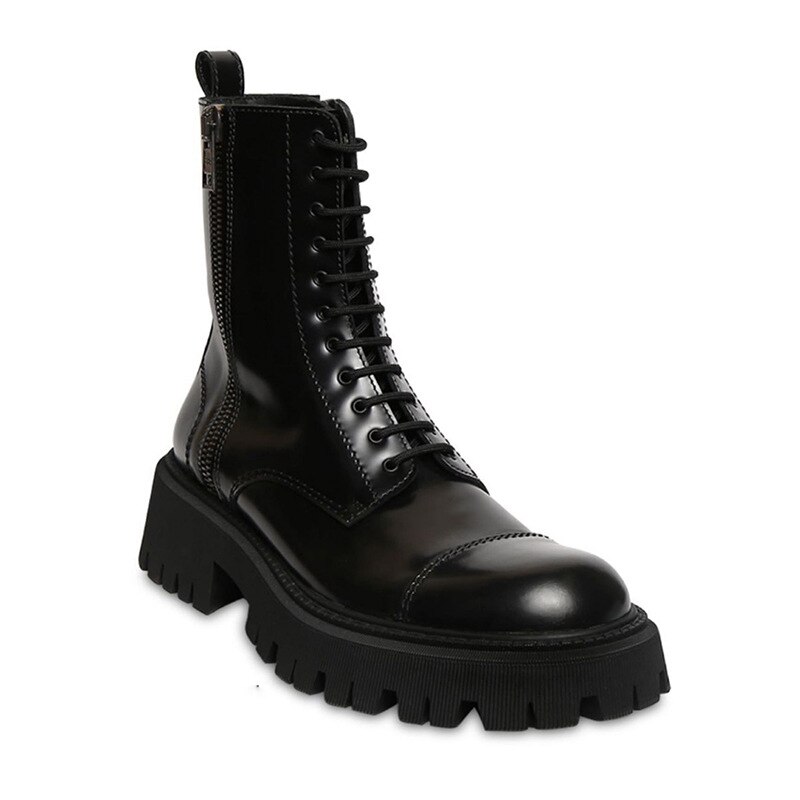 2020 plataforma chunky ankle boots feminino lado zíper rendas-up botas curtas mulheres design da marca estilo rua botas de motocicleta mujer